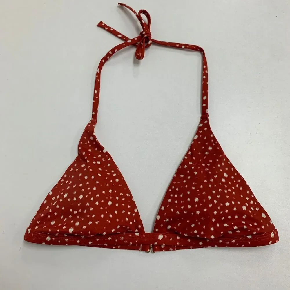 Chelsea28 Red Elevated Triangle Bikini Top Womens M Medium Padded Halter Tie